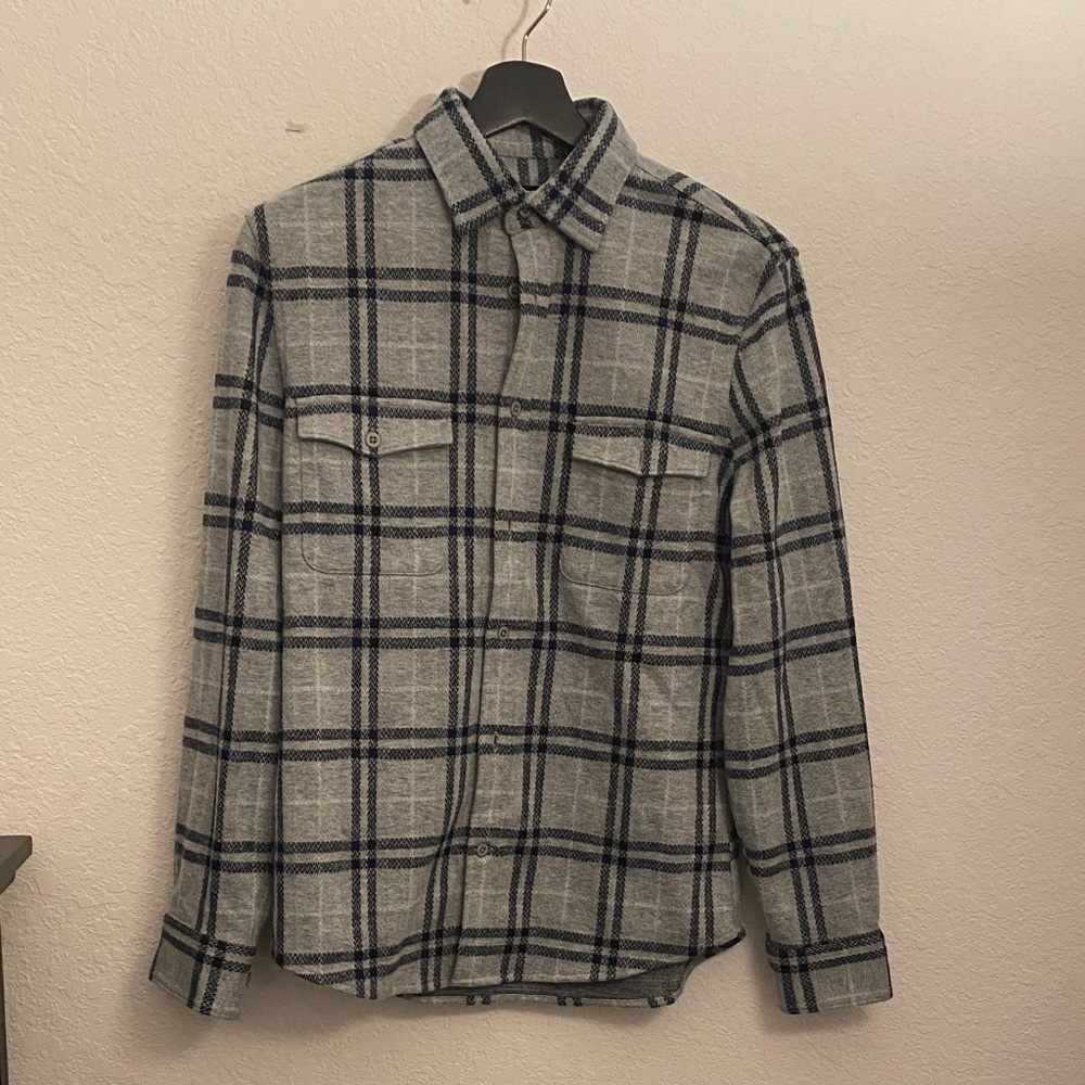 Gray Plaid Button-Up Shirt